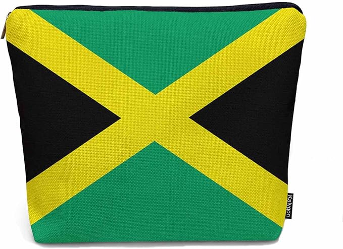 Kalygon Women Cosmetic Bag Jamaica Flag, National Jamaica Flag Cute Makeup Bag For Purse Cosmetic Travel Bag For Toiletries Makeup Storage Bag Flax Skincare Bag Makeup Pouch Bags Green