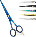 Stylonik Hair Cutting Scissors-Professional Hairdressing Scissors for Women,Men,Hair Stylists,Salon,Barber- 6.5-Inch Stainless Steel Hair Scissors with Finger Rest (Classic Scissor Blue Titanium)