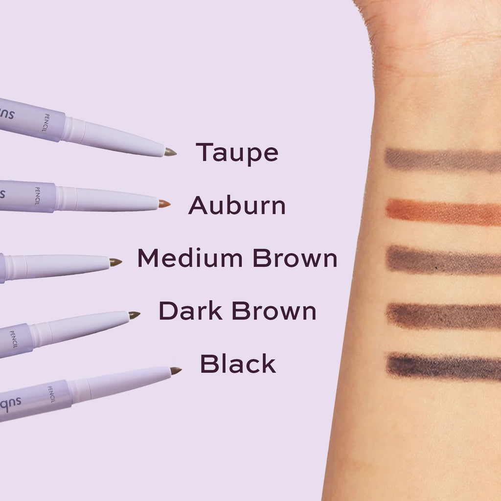 3-in-1 Brow Pencil - Vegan, Smudge-Proof, with Spoolie Brush and Clear Gel - Best Eyebrow Pencil for Fluffing, Filling, and Setting Brows, Dark Brown