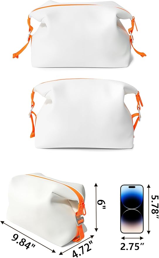 Onbagway 6"x9.84" 4.5L Silicone Toiletry Bag, White