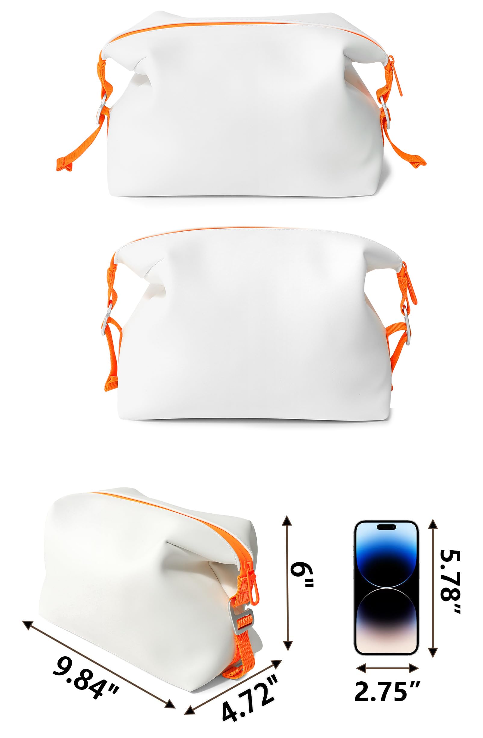 Onbagway 6"x9.84" 4.5L Silicone Toiletry Bag, White
