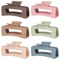 Sisiaipu 4 Inch Big Hair Claw Clips 6 Pcs Large Claw for Thick Hair Square Hair Clips for Women Rectangle Hair Clips Nonslip Acrylic Banana Jaw Clips Hair Accessories for Girls (Brown Colorful)