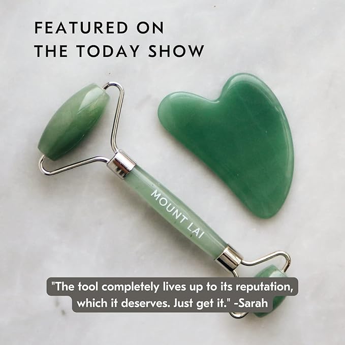 Mount Lai - The Jade Facial Spa Set | Jade Roller and Gua Sha Set | Gua Sha Tools to Relieve Muscle Tension and Reduce Puffiness | Anti Aging Skin Care Sets for Women