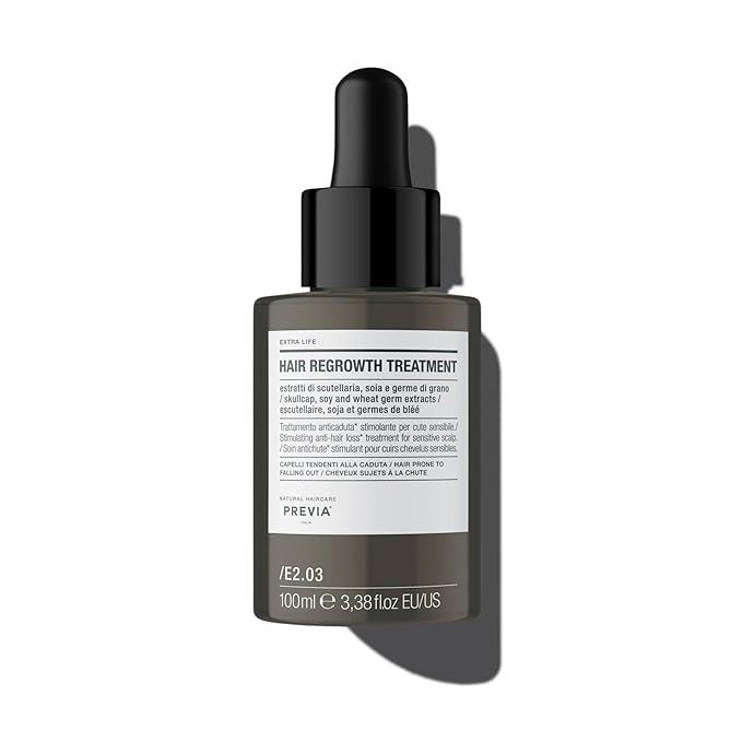 PREVIA EXTRA LIFE HAIR REGROWTH TREATMENT | Natural Hair Strengthening Formula with Skullcap Extract Soy & Wheat Germ for Thicker Fuller Hair & Scalp Rejuvenation | 3.38 oz