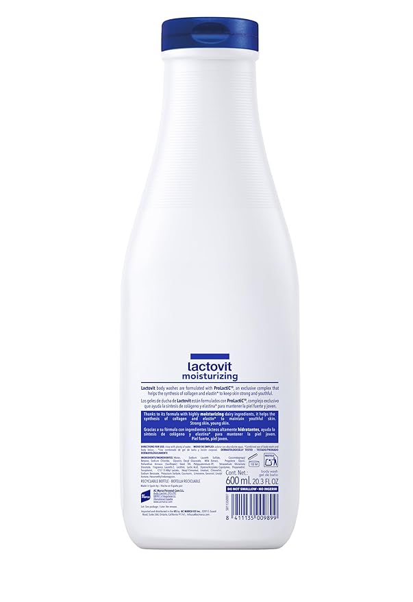 Lactovit | Moisturizing Body Wash | Hydrating Shower Gel | 6 x 600 ml