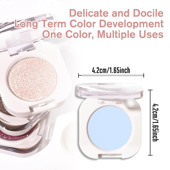QIDSTERS Light Blue Matte Single Eyeshadow, Lightweight Blendable Mini Eye Shadow for Older Women, Monochrome Eyeshadow Palette Makeup Pigmented Waterproof, Vegan & Cruelty-Free, 22