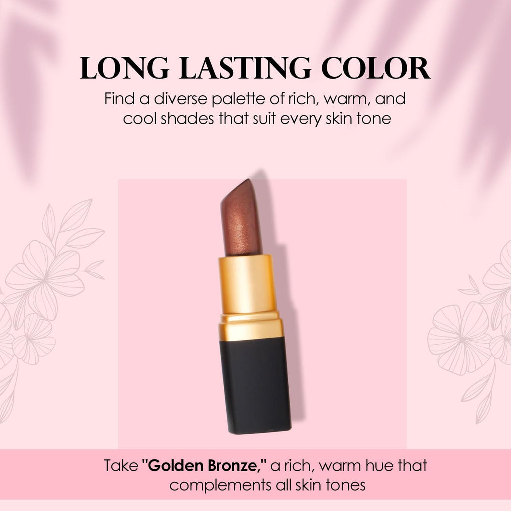 Vera Moore Creme Lipstick, Long Lasting, Lightweight, Moisturizing Opaque Color with Staying Power, Fragrance, and Paraben Free Cosmetics Soft Lipstick (Glamorous)