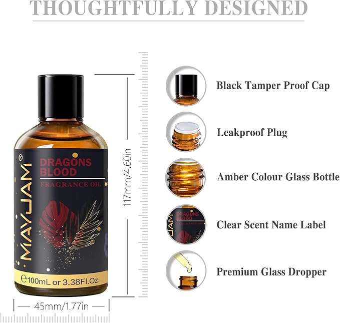 MAYJAM Dragons Blood Fragrance Oil for Diffusers for Home, 100ML/3.38FL.OZ