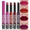 IATMOMOD 4Pcs Matte Lipstick Set for Women, Hot Pink Orange Red Maroon Plum Purple Vegan Lip Bar, Long Lasting Waterproof Transfer-Proof 24H Moisturizing All-Day Lip Color SetA02#