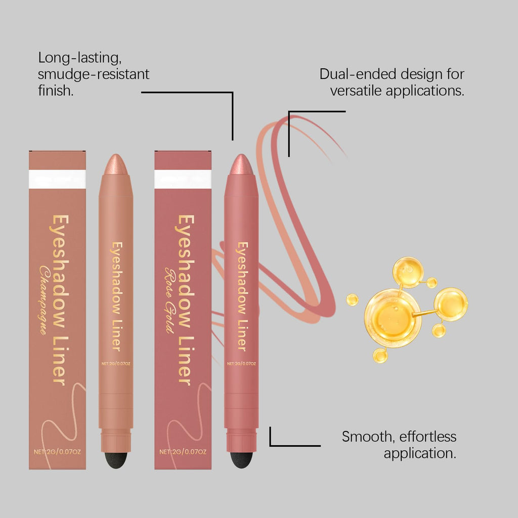 Eyeshadow Stick, Perfect Color Duo-Shadow Liner 2-in-1 Eyeliner & Eye Shadow Stick, Easily Blendable & Buildable, Waterproof, Creamy Easy-Glide, For Effortless Smoky Or Natural Eye Makeup(06+03)