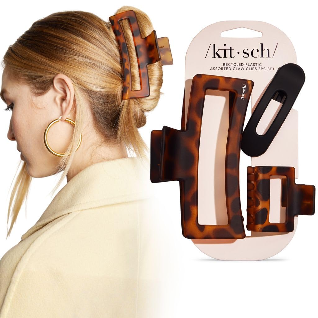 Kitsch Assorted Hair Clips for Women - For All Hair Types, 3pcs