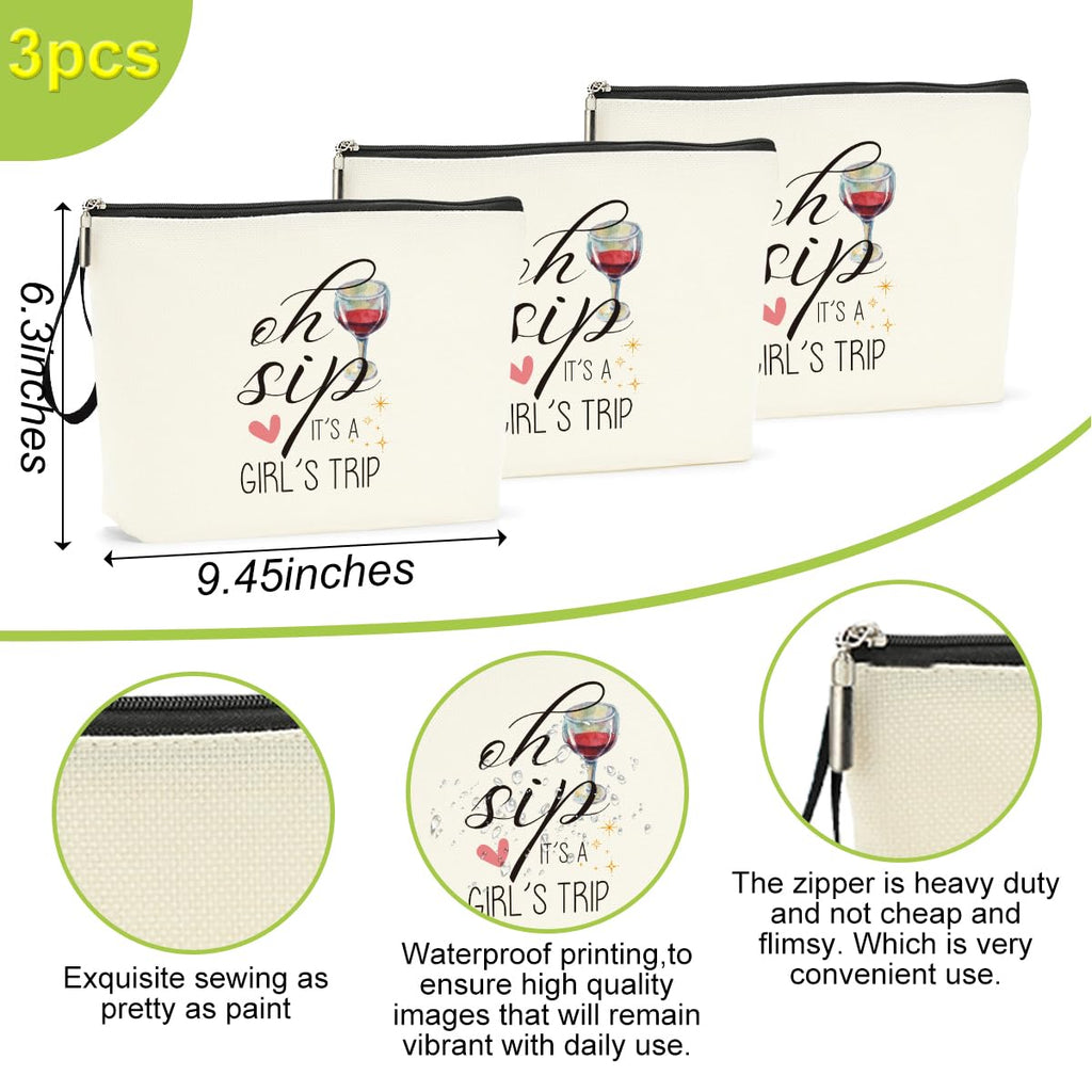 3 Pcs Girls Trip Gifts Weekend Bag Funny Makeup Bag Girls Weekend Gifts