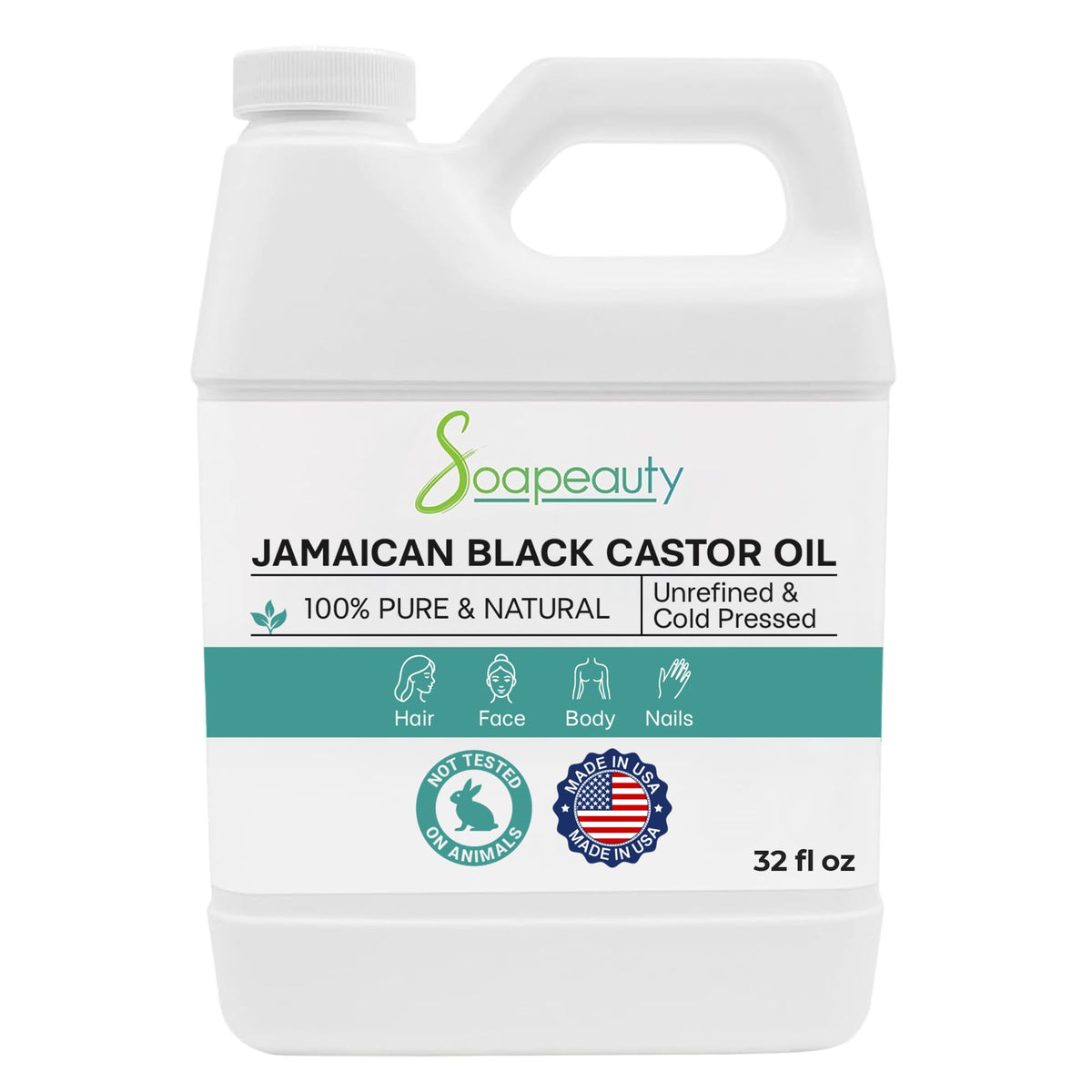 Soapeauty Jamaican Black Castor Oil 100% Pure Natural for Skin Hair 8 oz