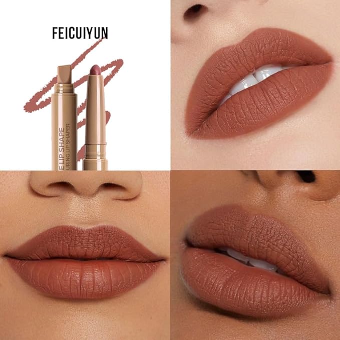 FeiCuiYun Matte Crayon Lip Liner Pencil, Nutmeg Lip Liners Lipstick For Women, Plump Creamy Formula With Silicone Smudger for Define Contours & Sculpting Lip, Cruelty-Free, 0.75g/0.026oz