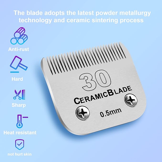 30# Dog Blade Set Compatible with Andis/Oster A5,Wahl KM10 Series Clipper
