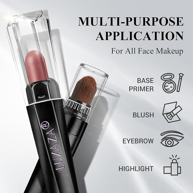 LUXAZA PRO Red Eyeshadow Stick Makeup Set 10PCS, Neutral Shimmer And Matte Cream Eye Shadow Palette, Metallic Bronze Smoky Eyeliner Brightener Crayon Pencil Kit, Ideal Gift for Women -Cashmere Blush