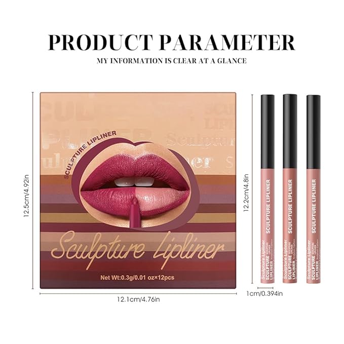K14 Hxssll 12 Colors Matte Lip Liner Pencil – Long Lasting Waterproof Lip Liner, Smudge Proof Transfer Proof Lip Pencil, High Pigment Lip Makeup for Defining & Filling Lips (A1-set:01+02+08, 3PCS)