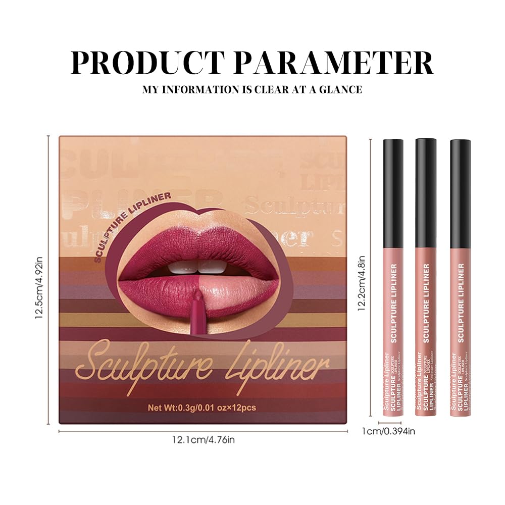 K14 Hxssll 12 Colors Matte Lip Liner Pencil – Long Lasting Waterproof Lip Liner, Smudge Proof Transfer Proof Lip Pencil, High Pigment Lip Makeup for Defining & Filling Lips (A1-set:01+02+08, 3PCS)