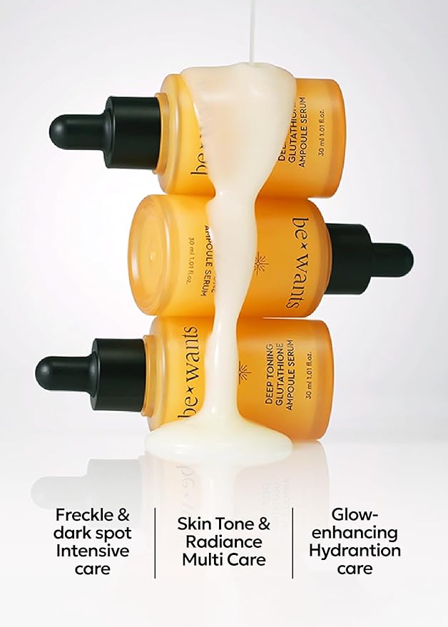 bewants Deep Toning Glutathione Ampoule Serum | Korean Skincare with Vitamin C & Calendula Extract Oil, 1.01 fl.oz + 0.33 fl.oz (2 Pack)