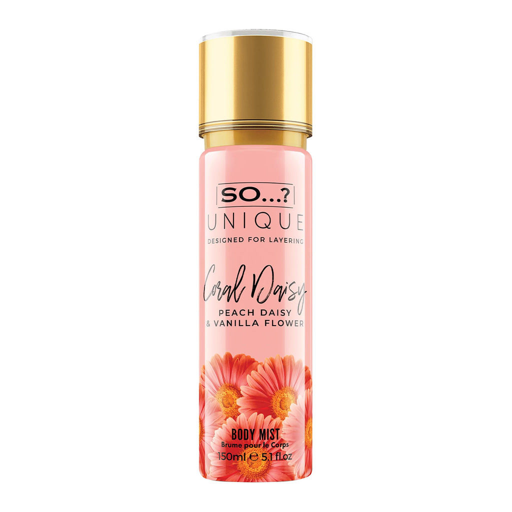 So...? Unique Coral Daisy Body Mist - Perfume for Women - Gourmand Fruity Vanilla Perfume - Gifts - Body Spray for Women - 5.1 oz