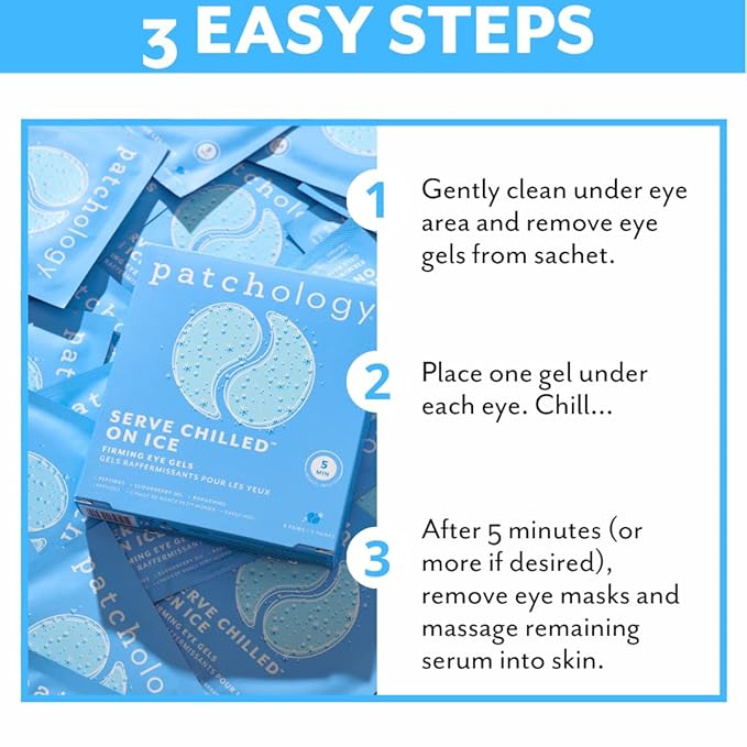 Patchology On Ice Cooling Blue Under Eye Patches for Puffy Eyes | 5pk