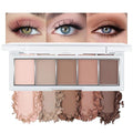 JUAAZIN 5 Colors Matte Eyeshadow Makeup Palette, 5 Natural Nude Brown Light Brown Cool-Toned Eyeshadow, Looks for Brown Eyes Women Finish Long Wearing Waterproof Professional Eye Makeup 02#