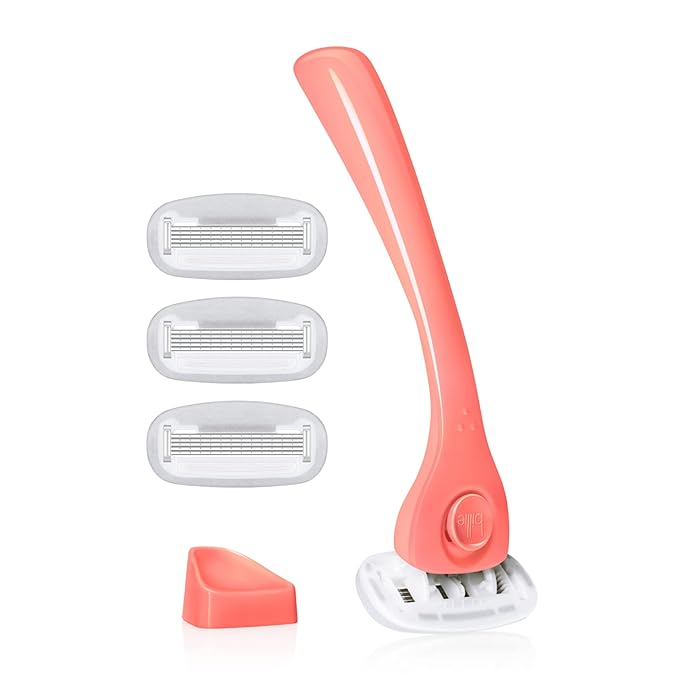 Billie Razors for Women, Coral - 1 Handle, 4 Refills & Magnetic Holder