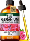 100% Pure Rose Geranium Oil - 4 Fl Oz Rose Geranium Essential Oil for Hair, Skin, Diffuser, Aromatherapy & DIY Soap Making Scent