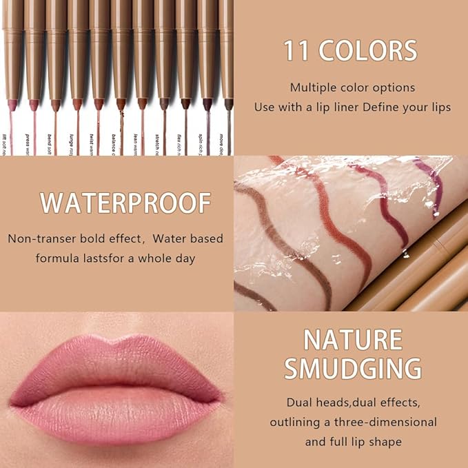 FeiCuiYun Matte Crayon Lip Liner Pencil, Neutral Pink Lip Liners Lipstick For Women, Plump Creamy Formula With Silicone Smudger for Define Contours & Sculpting Lip, Cruelty-Free, 0.75g/0.026oz