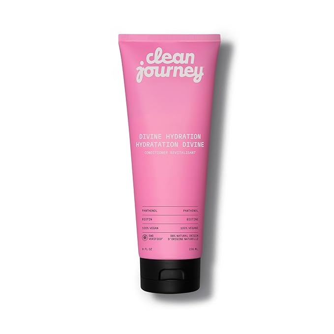 cleanjourney Divine Hydration Hair Conditioner, EWG Verified, Infused with Panthenol and Biotin, For Dry, Brittle Hair, Clean Ingredients, Vegan, Tropical Scent, 8 Fl Oz