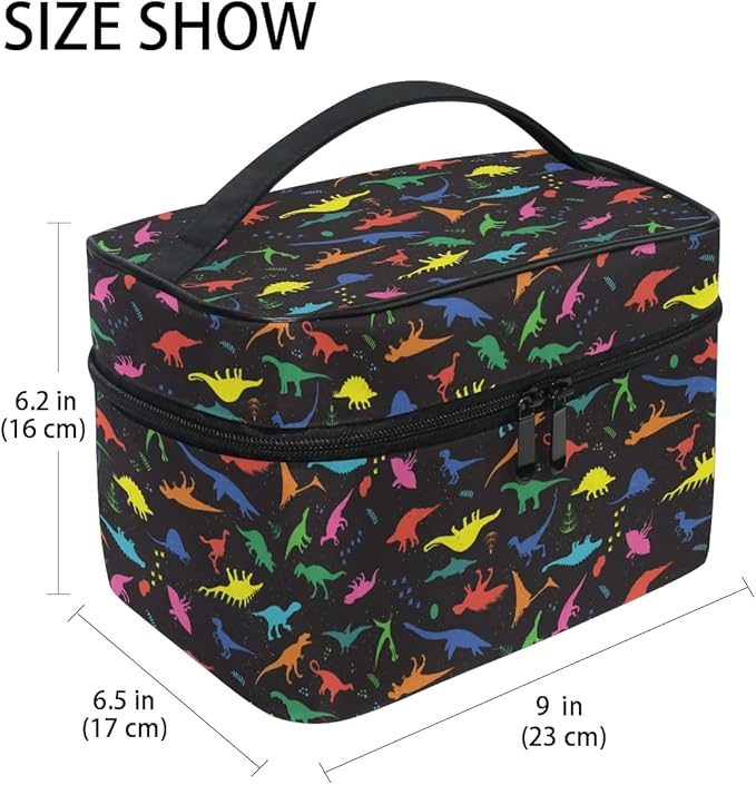 MNSRUU Makeup Bag, Dinosaurs Travel Makeup Organizer Bag Cosmetic Cases Toiletry Bags for Girl Women Ladies