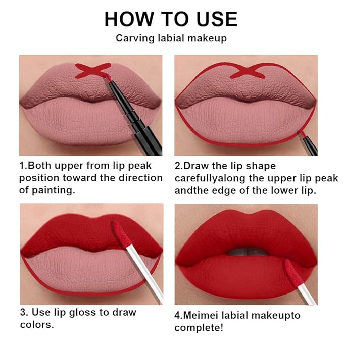 evpct 3Pcs Mauve Neutral Light Rosey Nude Blue Red Matte Liquid Lipstick and Lip Liner Stain Sets for Women, Long Lasting 24 Hours Matte Lipstick labiales larga duracion 24 mate originales