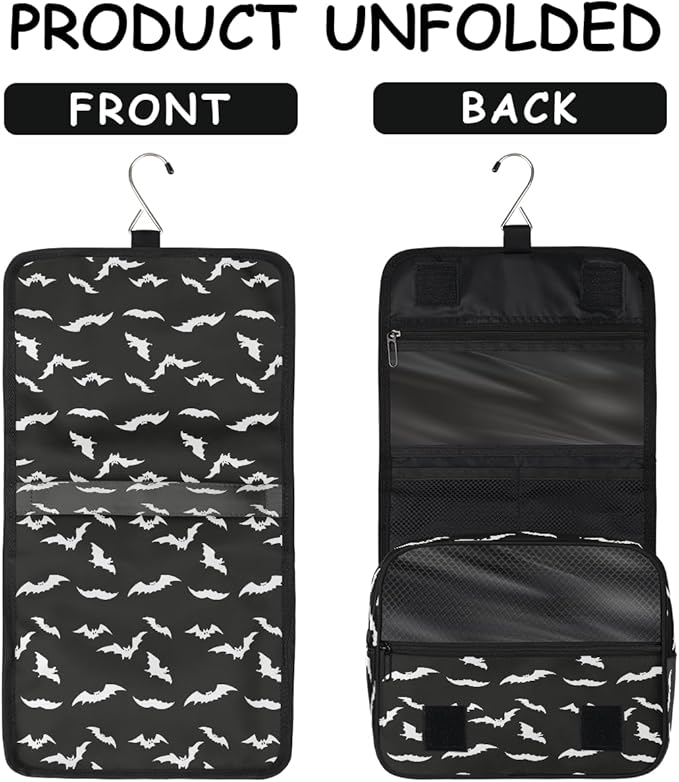 Bat Travel Toiletry Bag Women Men Hanging Cosmetic Organizer Portable