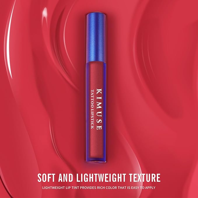 KIMUSE Tattoo Peel & Reveal Lip Stain, Waterproof Long Lasting Peel Off Lip Liner Tattoo, Non Stick Color Peel Off Mask Lip Gloss Makeup, Vegan, Cruelty Free