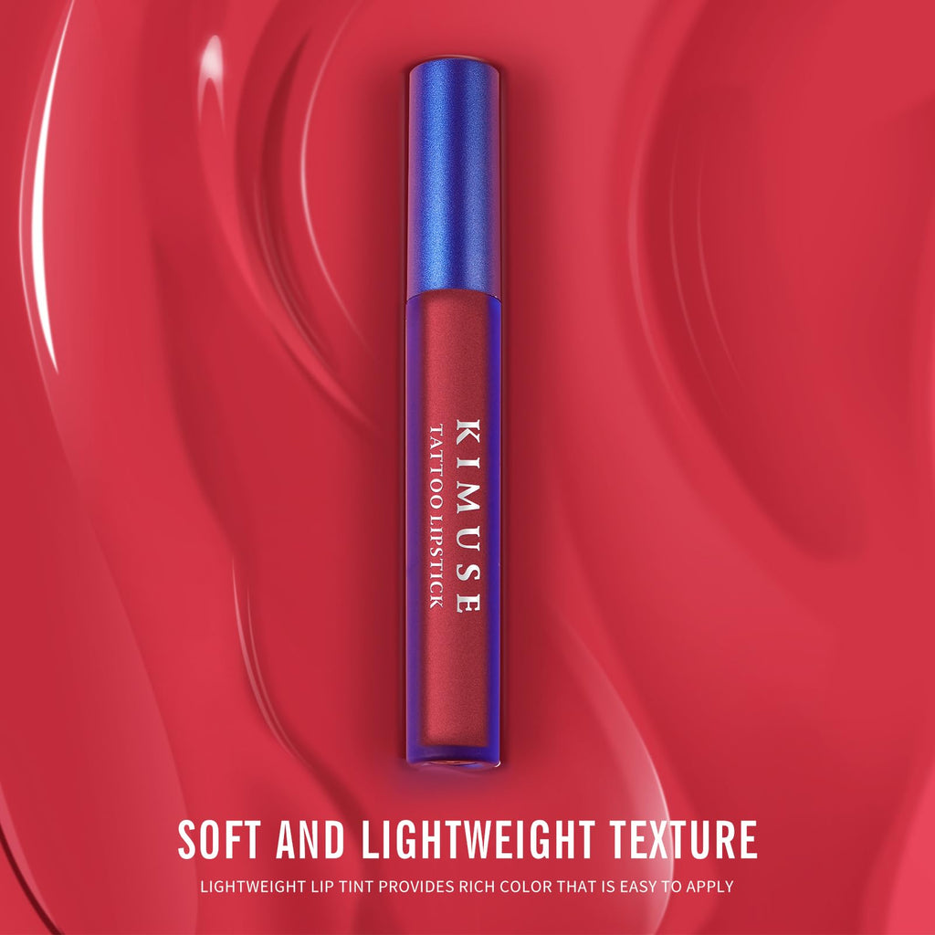 KIMUSE Tattoo Peel & Reveal Lip Stain, Waterproof Long Lasting Peel Off Lip Liner Tattoo, Non Stick Color Peel Off Mask Lip Gloss Makeup, Vegan, Cruelty Free