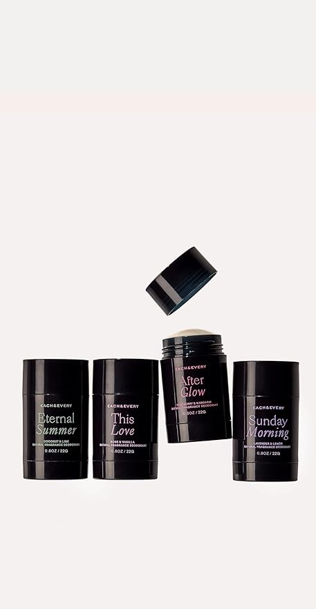 Each & Every Mini Natural Deodorant Set, EWG Verified & Vegan (4 Ct)
