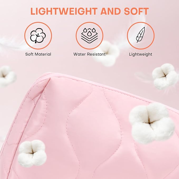 MOYLLOG Makeup Bag, Wide-open Cosmetic Bag, Toiletry Bag for Women, Travel Essentials Organizer, Compact Lightweight for Daily Use