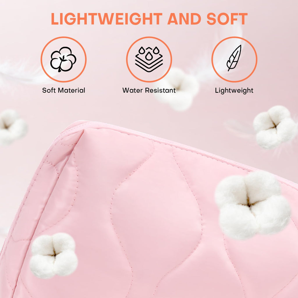 MOYLLOG Makeup Bag, Wide-open Cosmetic Bag, Toiletry Bag for Women, Travel Essentials Organizer, Compact Lightweight for Daily Use