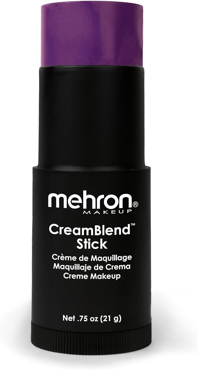 Mehron Makeup CreamBlend Stick | Face Paint, Body Paint, & Foundation Cream Makeup | Perfect for Halloween.75 oz (PURPLE)