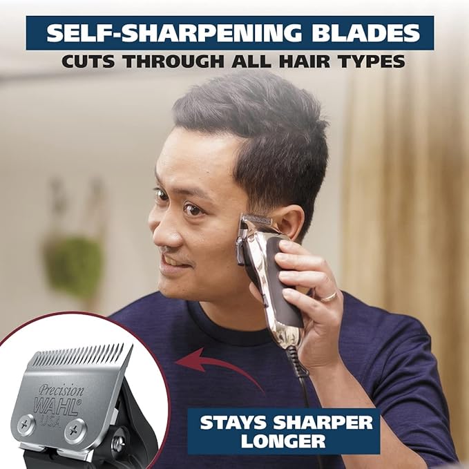 Wahl USA Chrome Pro Corded Clipper Complete Haircutting Kit for Men