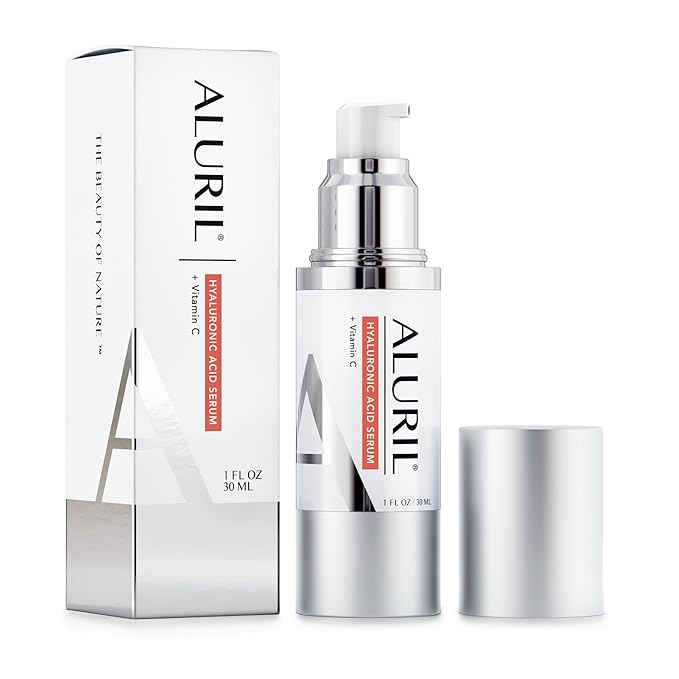 ALURIL Hyaluronic Acid Serum with Vitamin C - Hydrating & Moisturizing Serum to Soothe Plump Face & Tighten Skin, Enhanced with Vitamin E to Diminish Dark Spots, Fine Lines & Signs of Aging, 1 fl oz