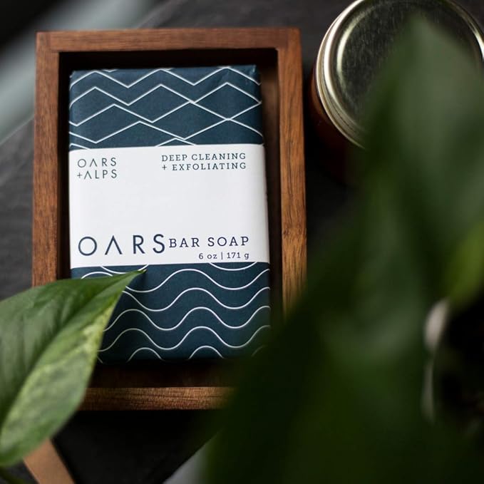 Oars + Alps Exfoliating & Moisturizing Bar Soap for Men, Deep Cleaning Soap, Clean Ingredients, All Skin Types, Blue Charcoal, 3pk