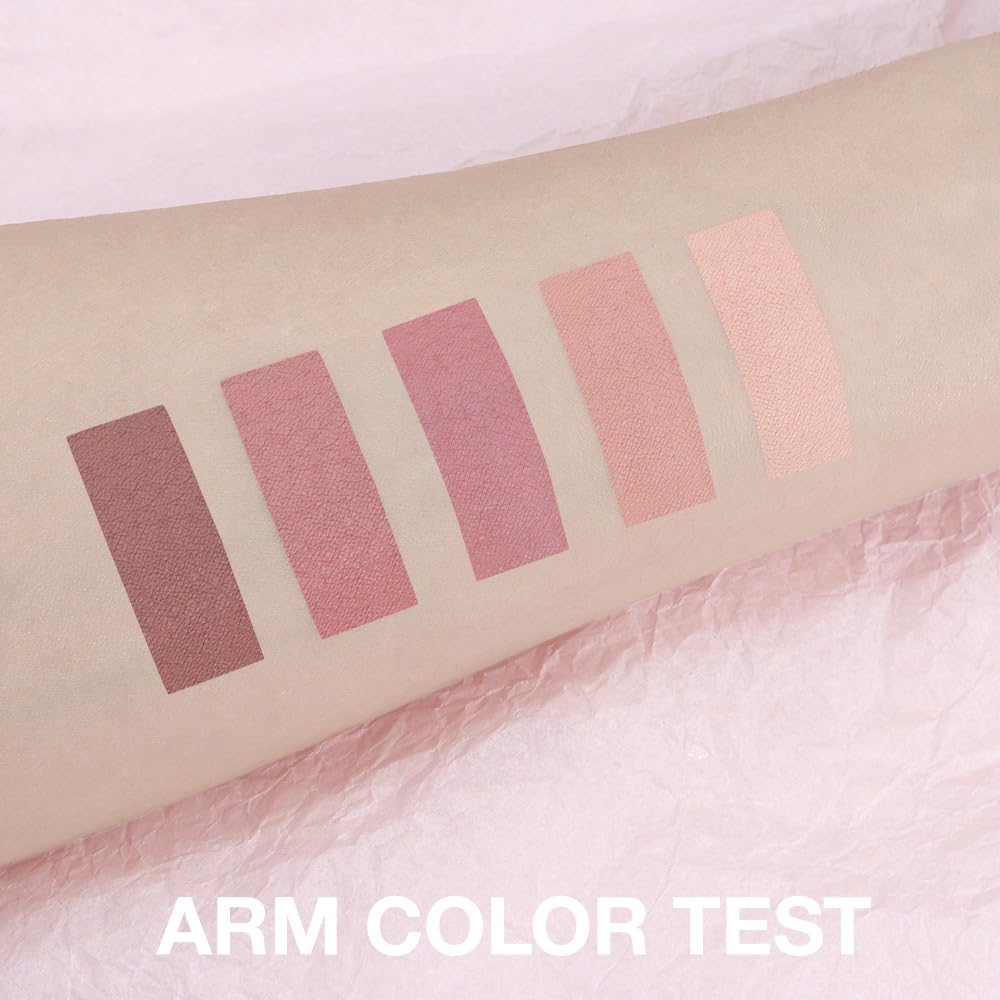 JUAAZIN 5 Colors Matte Eyeshadow Makeup Palette, 5 Natural Neutral Nude Brown Faded Rose Colors Eyeshadow, Looks for Brown Eyes Women Finish Long Wearing Waterproof Professional Eye Makeup 04#