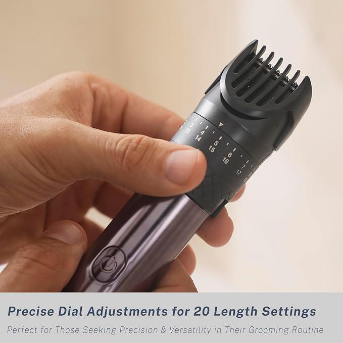 Aesfee Beard Trimmer for Men, 5-in-1 Waterproof Electric Razor & Hair Clippers Grooming Kit with 20 Precision Dial Lengths, USB-C Organizer & Charging Dock