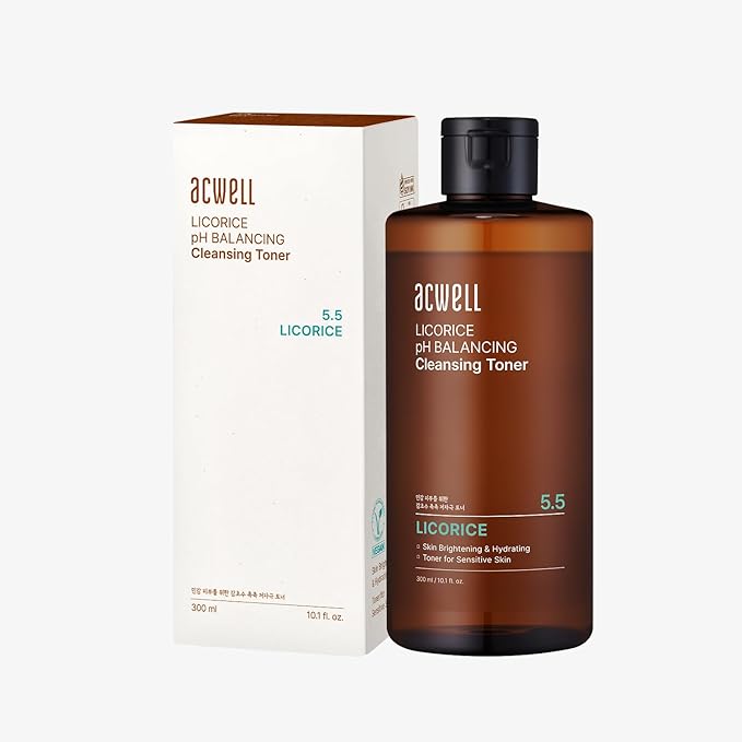 ACWELL Licorice pH 5.5 Balancing Cleansing Toner - Alcohol-Free Korean Face Toner and Astringent, Hydrating Clarifying Formula for Dull and Combination Skin, 10.14 fl.oz.