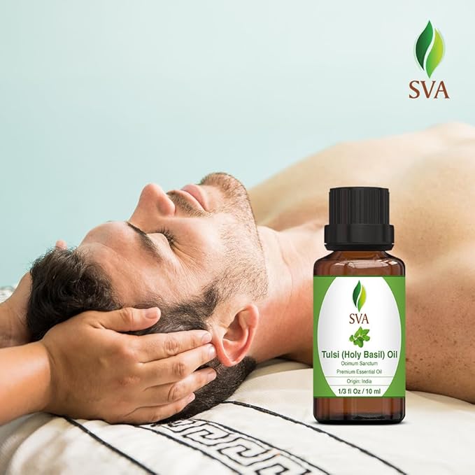 SVA Holy Tulsi Essential Oil in Glass Bottle, 1/3 Fl Oz (10 ml)