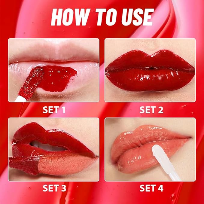JUAAZIN Vivid Apricot Lip Stain Peel Off Lip Gloss oil Dual-Ended Combo, Lips Liner Stain Peel Off Tattoo, Long Lasting & Waterproof, Transfer-Proof Lip Tint Stain with Lip oil for All Skin Type 01#
