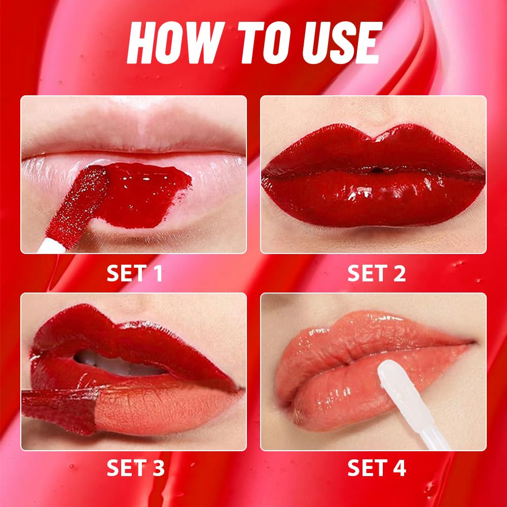 JUAAZIN Vivid Apricot Lip Stain Peel Off Lip Gloss oil Dual-Ended Combo, Lips Liner Stain Peel Off Tattoo, Long Lasting & Waterproof, Transfer-Proof Lip Tint Stain with Lip oil for All Skin Type 01#