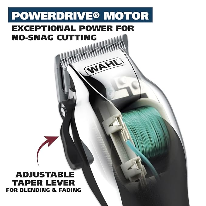 Wahl USA Chrome Pro Corded Clipper Complete Haircutting Kit for Men