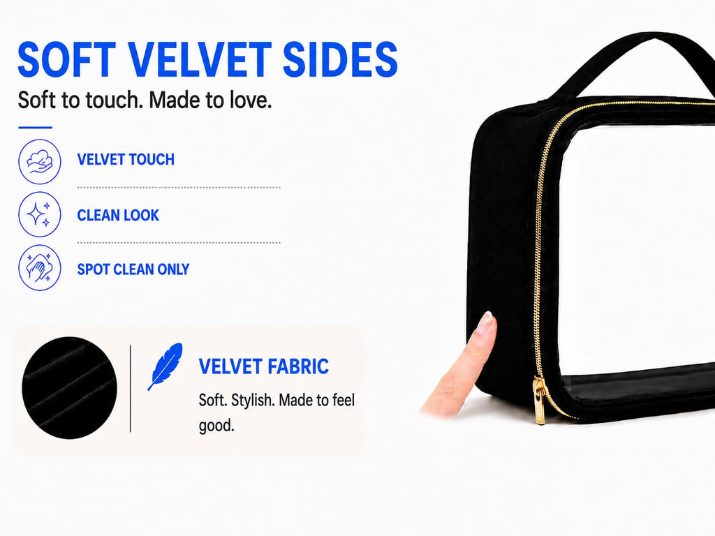 PACKISM Clear Makeup Bag Travel - TSA Approved Toiletry Bag, 2 Pack Black